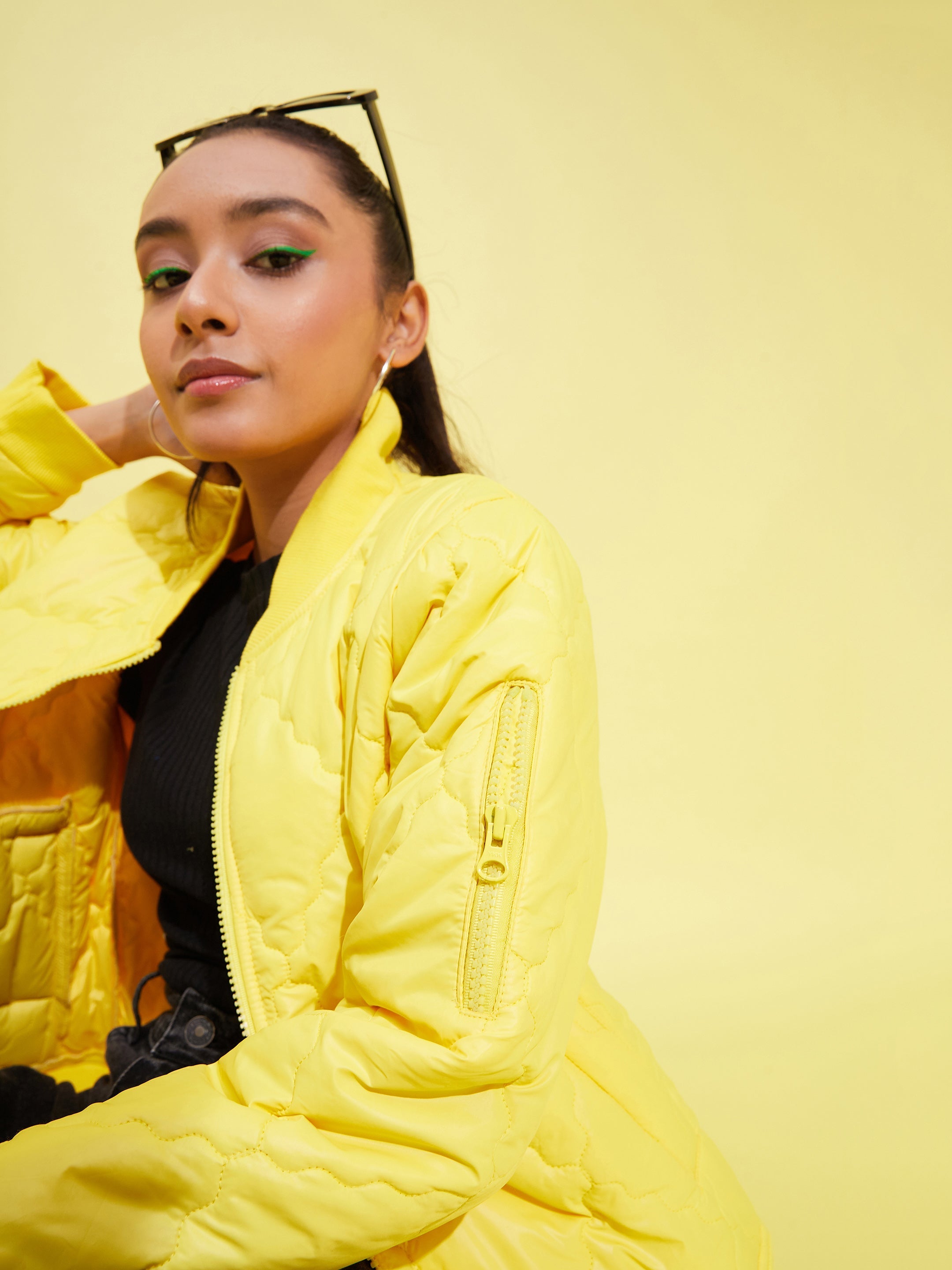 Lyush Girls Yellow Quilted Bomber Jacket - Distacart