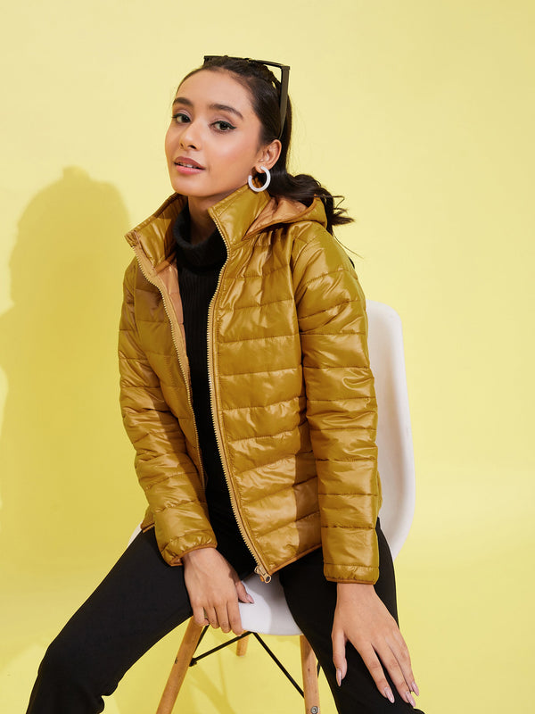 Lyush Girls Brown Quilted Hooded Jacket - Distacart