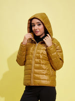 Thumbnail for Lyush Girls Brown Quilted Hooded Jacket - Distacart