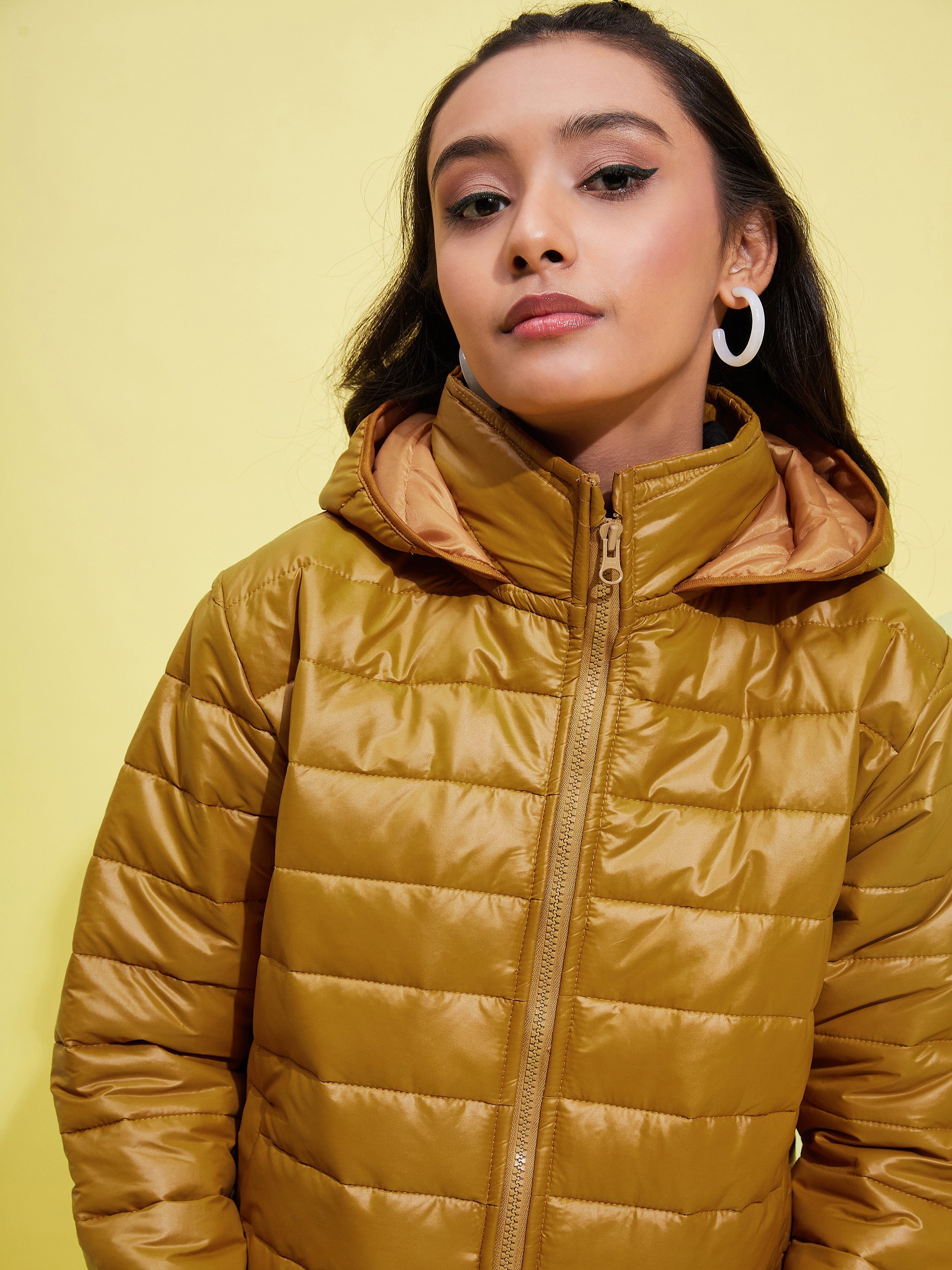 Lyush Girls Brown Quilted Hooded Jacket - Distacart
