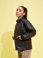 Thumbnail for Lyush Girls Black Front Pocket Quilted Jacket - Distacart