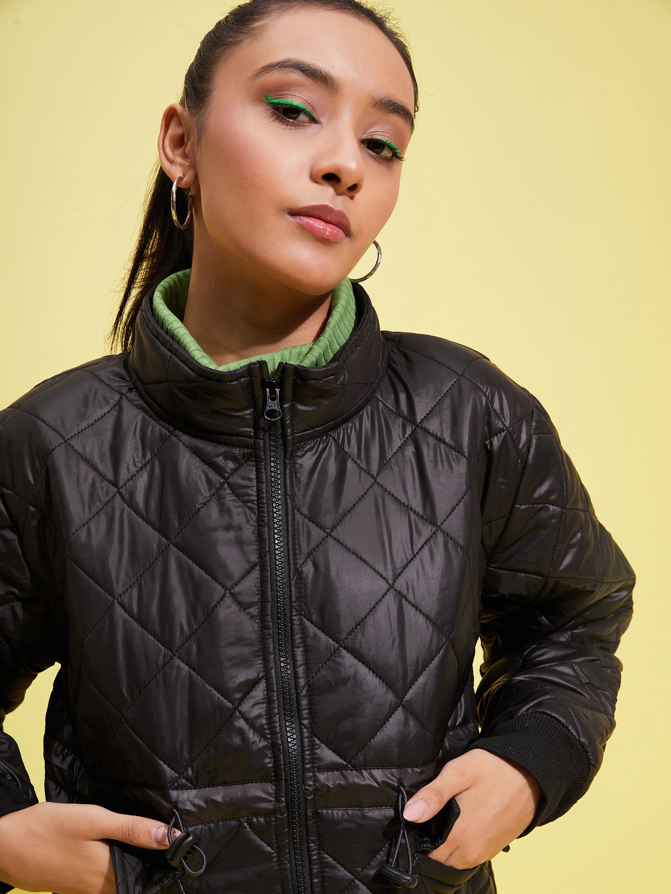 Lyush Girls Black Front Pocket Quilted Jacket - Distacart
