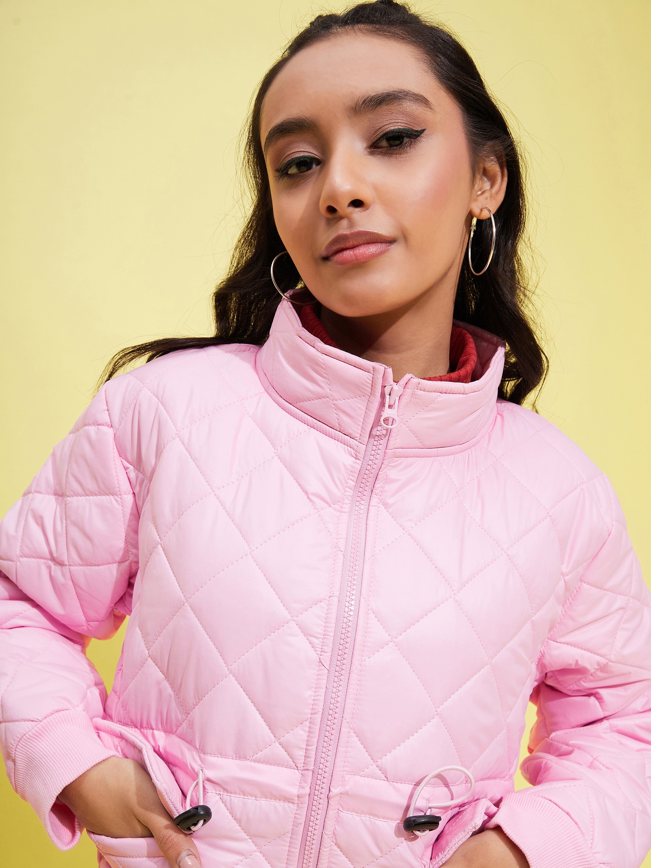 Lyush Girls Pink Front Pocket Quilted Jacket - Distacart