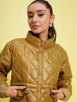 Thumbnail for Lyush Girls Brown Front Pocket Quilted Jacket - Distacart