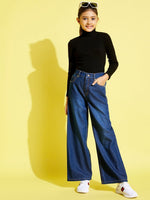 Thumbnail for Lyush Blue Denim Straight Jeans For Girls - Distacart