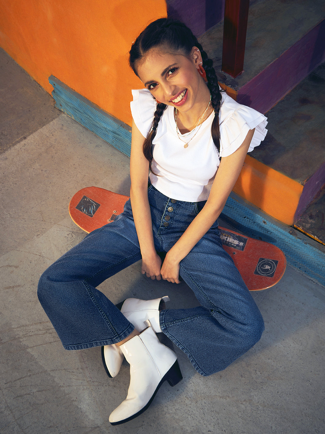Girls bell sales bottom jeans