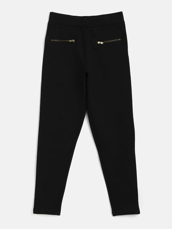 Lyush Black Pocket Zipper Jeggings For Girls - Distacart