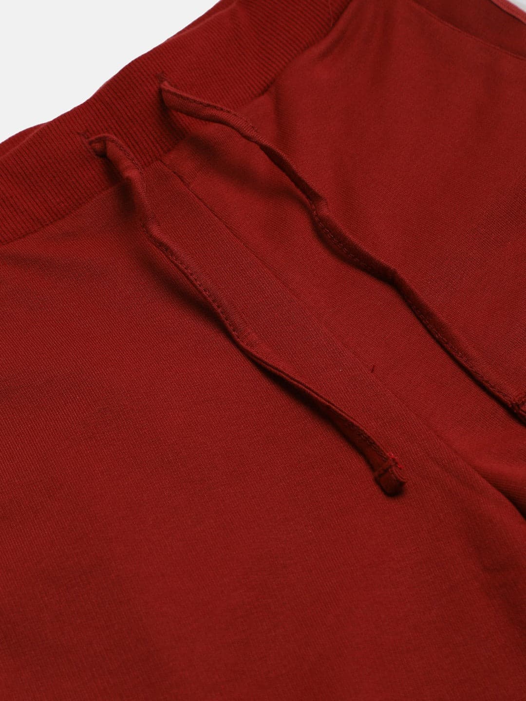 Lyush Maroon Terry Side Tape Joggers For Girls - Distacart