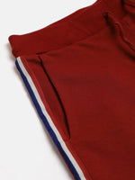 Thumbnail for Lyush Maroon Terry Side Tape Joggers For Girls - Distacart