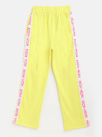 Thumbnail for Lyush Yellow Rib Brand Tape Track Pants For Girls - Distacart