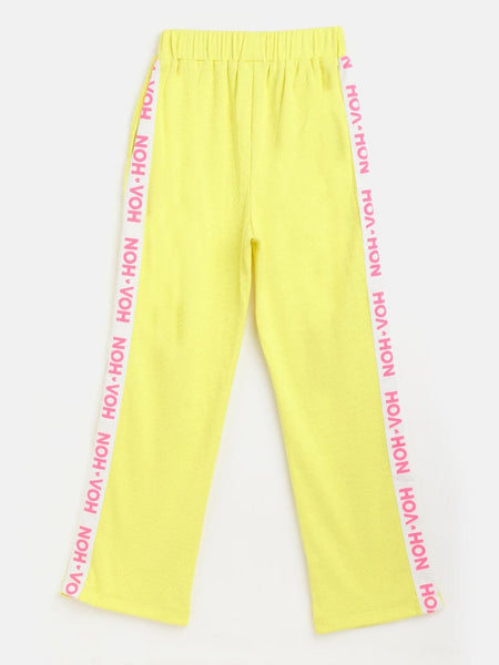 Lyush Yellow Rib Brand Tape Track Pants For Girls - Distacart