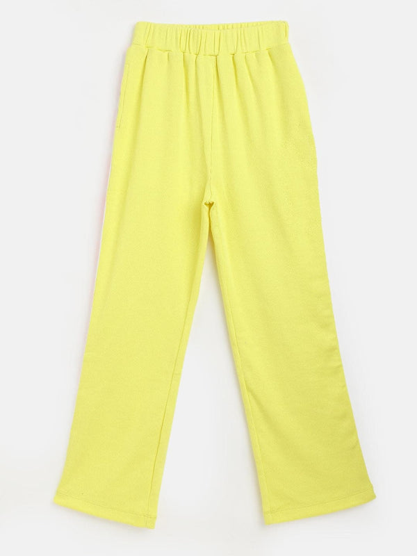 Lyush Yellow Rib Brand Tape Track Pants For Girls - Distacart
