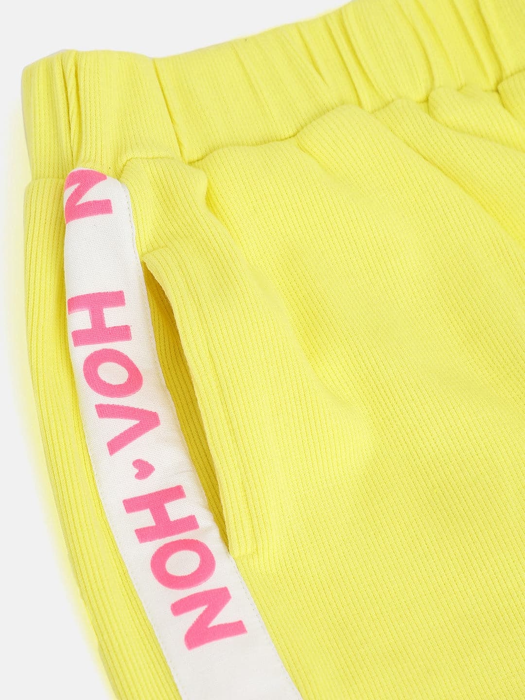 Lyush Yellow Rib Brand Tape Track Pants For Girls - Distacart