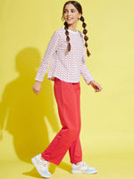 Thumbnail for Lyush Red Terry Love-Is-Love Pants For Girls - Distacart