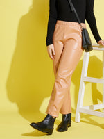 Thumbnail for Lyush Pale Pink PU Straight Pants For Girls - Distacart