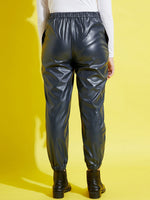 Thumbnail for Lyush Navy PU Joggers For Girls - Distacart