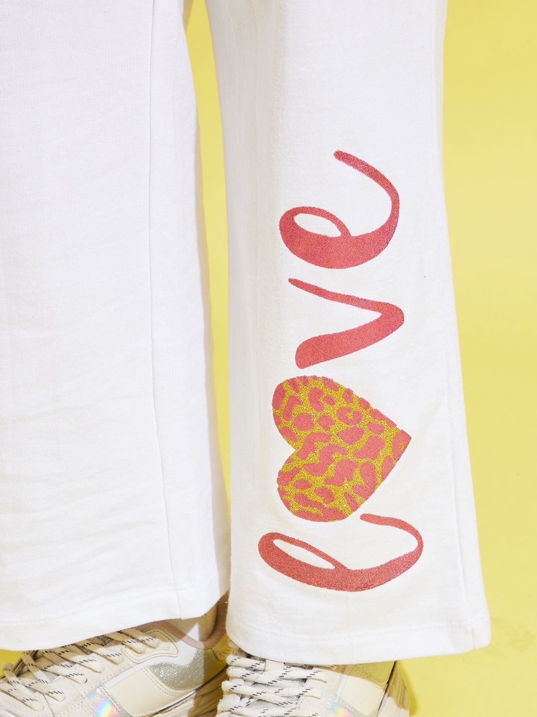 Lyush White Terry LOVE Paper Bag Track Pants For Girls - Distacart