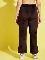 Thumbnail for Lyush Sea Green & Brown Velour Track Pants For Girls - Distacart