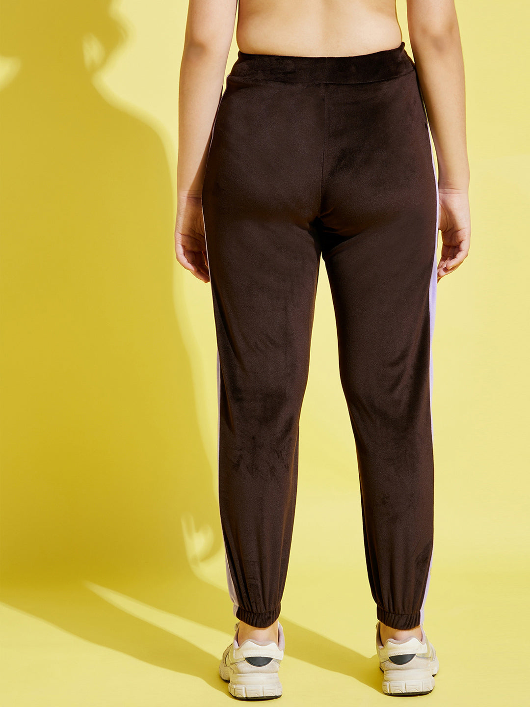 Lyush Brown & Lavender Velour Joggers For Girls - Distacart