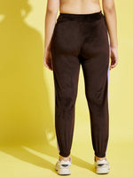 Thumbnail for Lyush Brown & Lavender Velour Joggers For Girls - Distacart