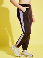 Thumbnail for Lyush Brown & Lavender Velour Joggers For Girls - Distacart