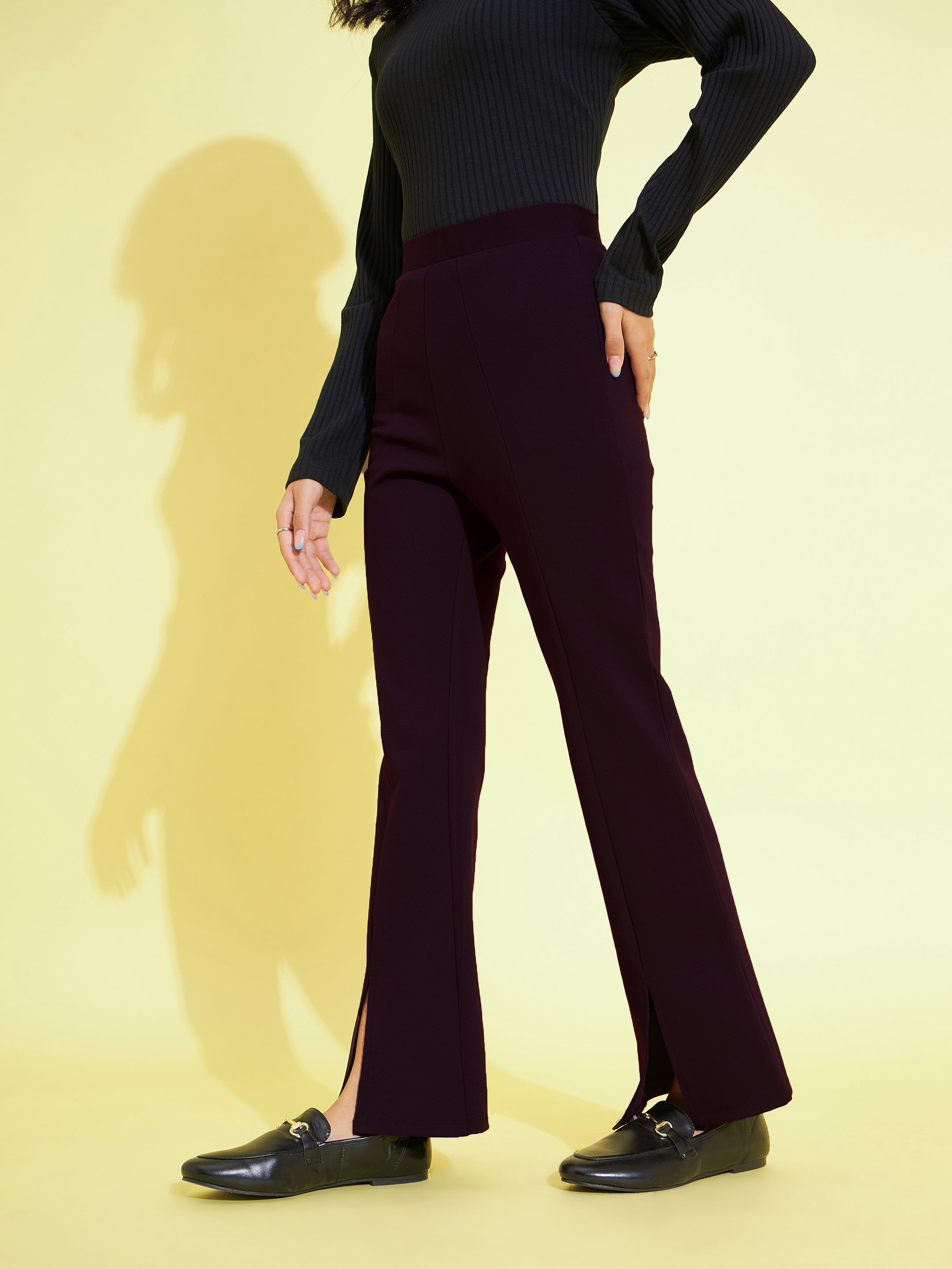 Lyush Kids Girls Burgundy Front Slit Bell Bottom Pants - Distacart