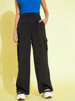 Thumbnail for Lyush Kids Girls Black Side Pockets Parachute Cargos - Distacart