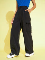 Thumbnail for Lyush Kids Girls Black Side Pockets Parachute Cargos - Distacart