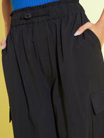 Thumbnail for Lyush Kids Girls Black Side Pockets Parachute Cargos - Distacart