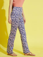 Thumbnail for Lyush Blue Floral Print Bell Boot Leg Pants For Girls - Distacart