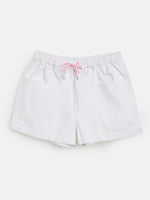 Thumbnail for Lyush White Twill Drawstring Shorts For Girls - Distacart