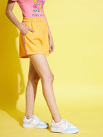 Thumbnail for Lyush Orange Side Fabric Contrast Detail Shorts For Girls - Distacart