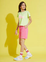 Thumbnail for Lyush Pink Terry Power-To-The-Youth Baseball Shorts For Girls - Distacart