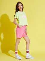 Thumbnail for Lyush Pink Terry Power-To-The-Youth Baseball Shorts For Girls - Distacart
