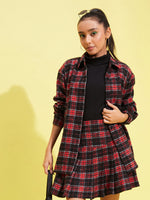 Thumbnail for Lyush Girls Red & Black Check Oversized Shirt - Distacart