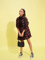 Thumbnail for Lyush Girls Red & Black Check Oversized Shirt - Distacart