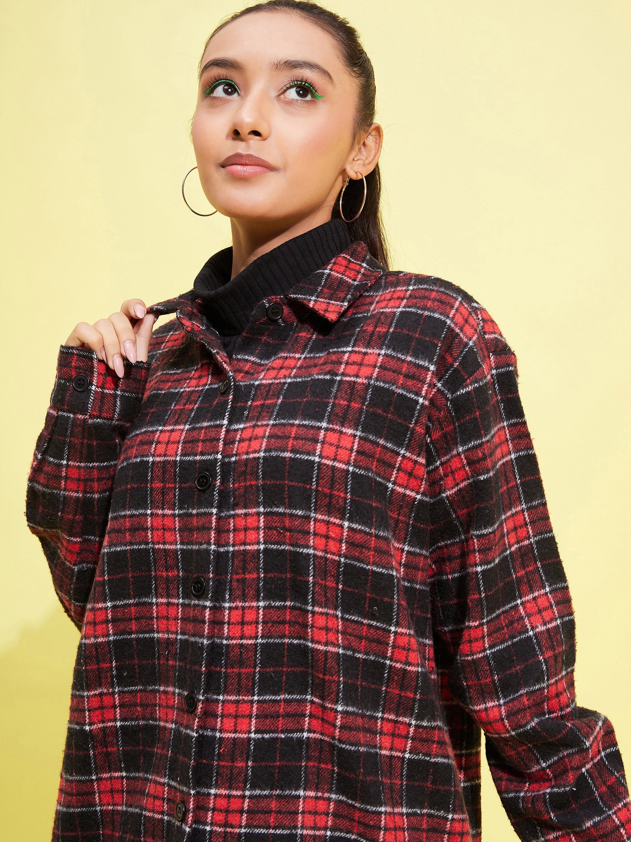 Lyush Girls Red & Black Check Oversized Shirt - Distacart