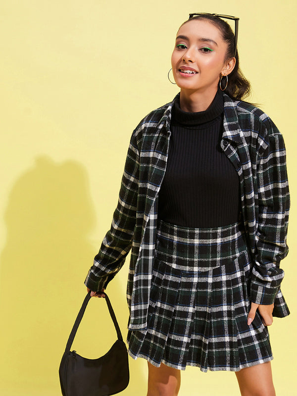 Lyush Girls Black & Green Check Oversized Shirt - Distacart
