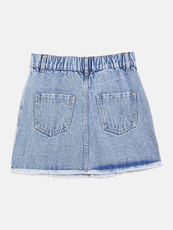Buy Lyush Blue Raw Hem Denim Mini Skirt For Girls Online At Low Prices