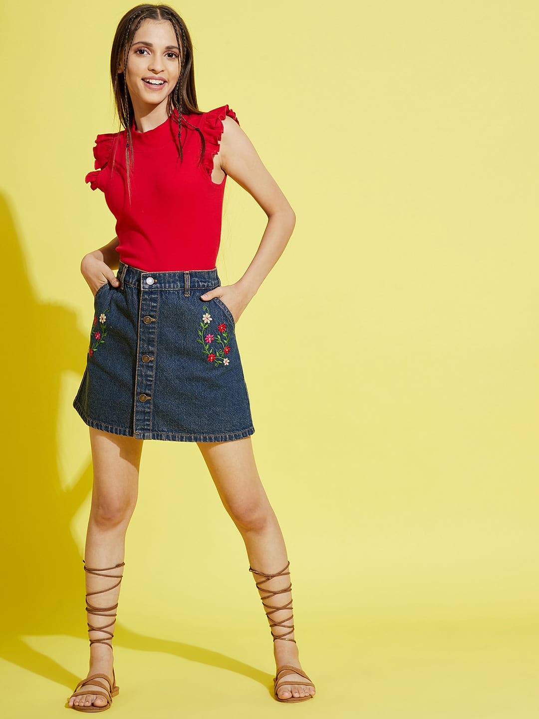 Embroidered short skirt online hotsell