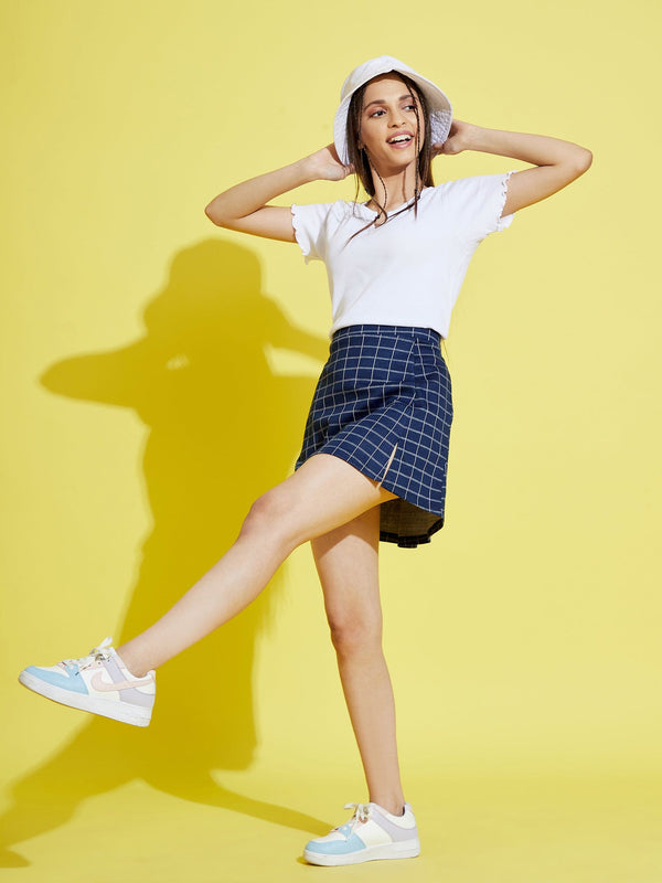Lyush Blue Check A-Line Skirt For Girls - Distacart