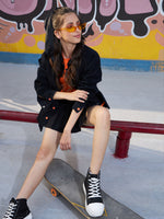 Thumbnail for Lyush Girls Black Acid Wash Denim Front Pleated Skirts - Distacart