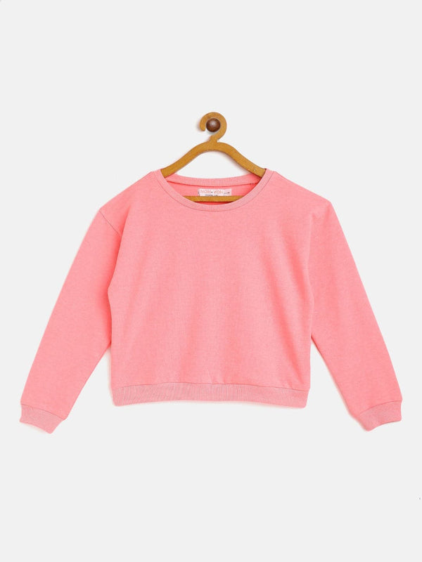 Lyush Neon Pink Terry Sweatshirt For Girls - Distacart
