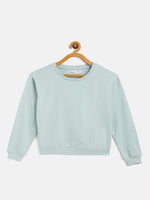 Thumbnail for Lyush Sea Green Terry Sweatshirt For Girls - Distacart