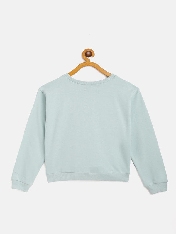 Lyush Sea Green Terry Sweatshirt For Girls - Distacart