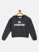 Thumbnail for Lyush Navy Terry Be-Yourself Sweatshirt For Girls - Distacart