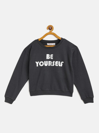 Lyush Navy Terry Be-Yourself Sweatshirt For Girls - Distacart