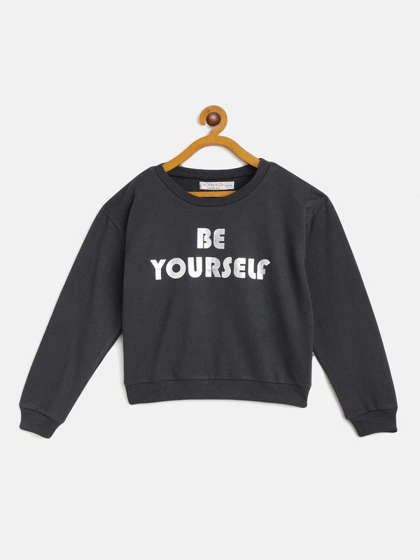 Lyush Navy Terry Be-Yourself Sweatshirt For Girls - Distacart