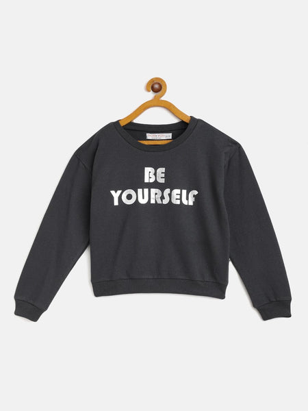 Lyush Navy Terry Be-Yourself Sweatshirt For Girls - Distacart