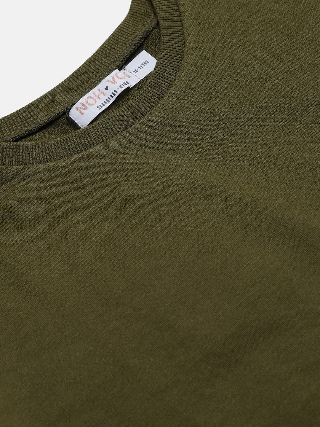 Lyush Olive Terry Shoulder Tape Crop Sweatshirt For Girls - Distacart